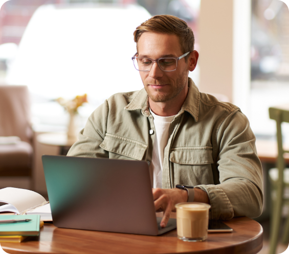 Professional working on laptop